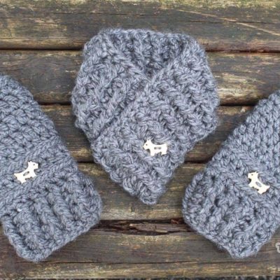 Barry Dog Walking Scarf and Fingerless Gloves | PDF Crochet Pattern